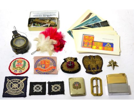 A Small Quantity of Militaria, including a Second World War MkIII compass, brass buttons, three cased Polytechnic Harriers me