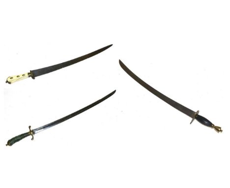 An 18th Century Hunting Sword, the 60.5cm single edge steel blade with narrow fuller running along the back edge and double e