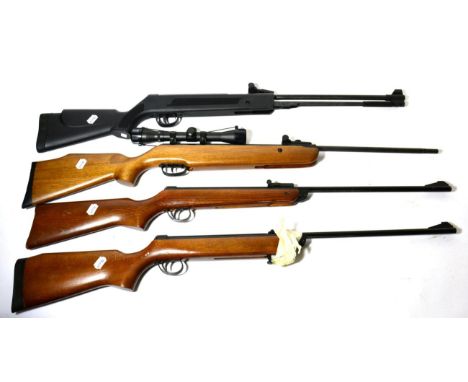 PURCHASER MUST BE 18 YEARS OF AGE OR OVER Four Various Air Rifles, comprising a BSA Meteor .22 calibre break barrel example, 