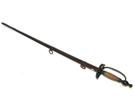 A 1796 Pattern Heavy Cavalry Officer's Dress Sword, the 80cm double edge steel epee blade with a 7cm narrow fuller to each si