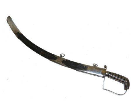 A 1796 Pattern Light Cavalry Officer's Sword, the 70cm single edge curved steel blade double edged for the last 19cm, etched 