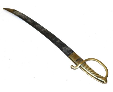 An Early 19th Century French Infantry Sword Briquet, the 58.5cm single edge slightly curved steel blade double edged for the 