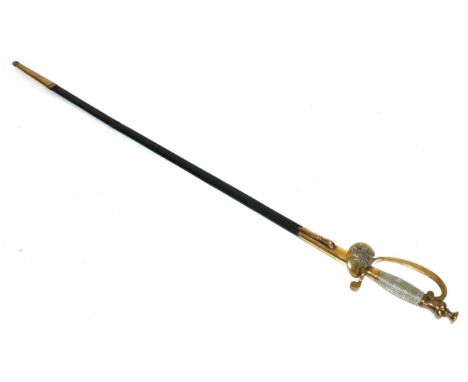 An Eastern European Diplomat's Sword, the 80cm single edge fullered steel blade faintly etched with foliage and martial troph