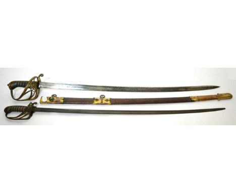 A William IV 1822 Pattern Infantry Officer's Sword, the 81.5cm quill back steel blade etched with Royal cypher, DUNSFORD, War
