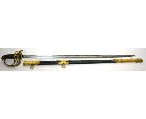 A Victorian 1854 Pattern Infantry Officer's Sword, the 81cm single edge steel blade etched with Royal cypher, by Price, Whitt