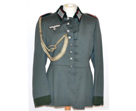 A German Third Reich General Staff Officer's Tunic, in field grey wool blend, with dark green collar and cuffs,  shoulder cor