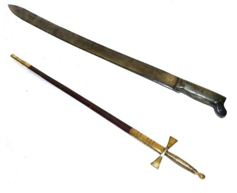 An American Machete, the 66 cm blade with part fuller, stamped, ''No.143, R.A., W.D. 1915'' and with broad arrow mark, shaped