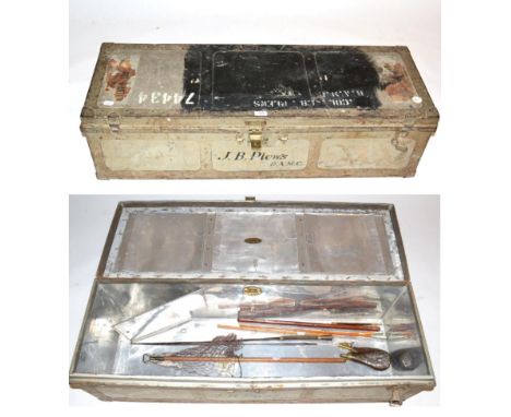 A Small Quantity of Militaria, comprising two malacca swagger sticks with nickel pommels to Aldenham School, a pigskin covere