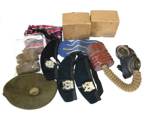 A Collection of Glengarries, Side Caps and Berets, comprising Cameron Highlanders, with plated badge; Highland Light Infantry