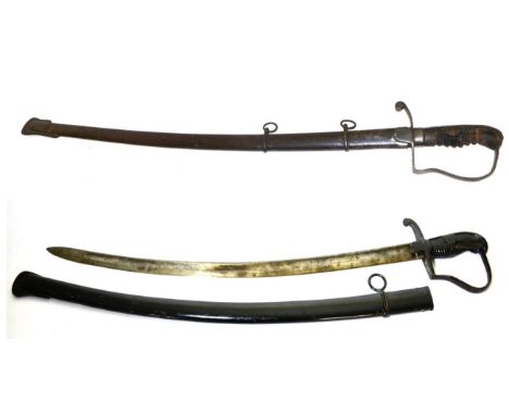 A 1796 Pattern Light Cavalry Trooper's Sword, with 86cm single edge fullered steel blade, steel stirrup hilt with ribbed wood