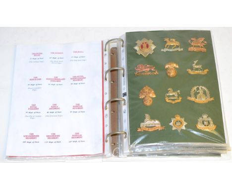 A Collection of Seventy Regiments of the British Army Cap Badges, Regular Infantry of the Line 1914, in brass, white metal, b