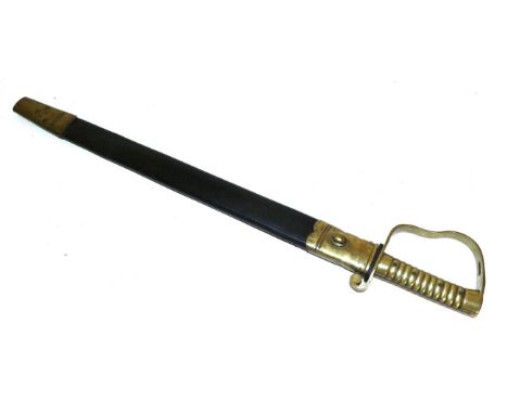 A Late Victorian 1856 Pattern Pioneer's Sword, the 57cm saw back steel blade double edged for the last 17cm, stamped at the r