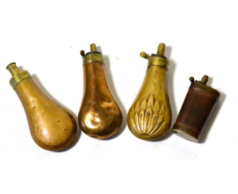 A 19th Century Copper Combination Pistol Flask by J Dixon & Sons, Sheffield, with brass charger, the ball compartment with a 