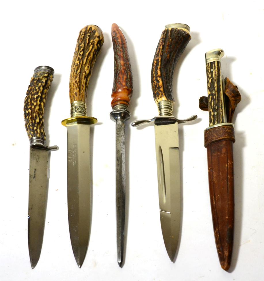 A Late 19th/20th Century German Hunting Knife, the single edge steel