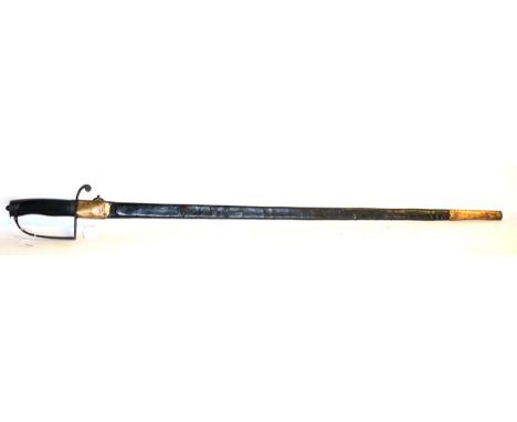 A British 1788 Pattern Light Cavalry Officer's Sword, the 81.5cm single edge fullered steel blade engraved with crowned GR II