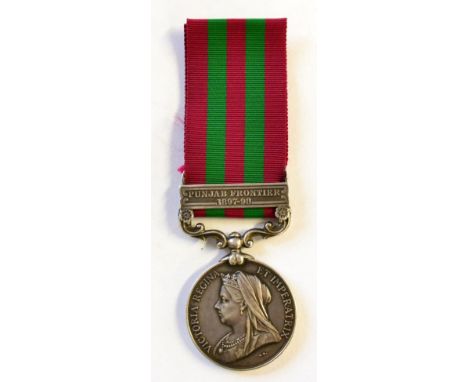An India  Medal, 1896, with clasp PUNJAB FRONTIER 1897-98, awarded to 211767 Dvr.H.J.Stevens, K By. R.H.A. 