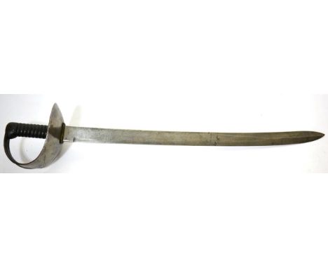 A 19th Century Naval Boarding Cutlass/Lead Cutting Sword, possibly Scandinavian, the 63cm single edge broad steel blade bevel