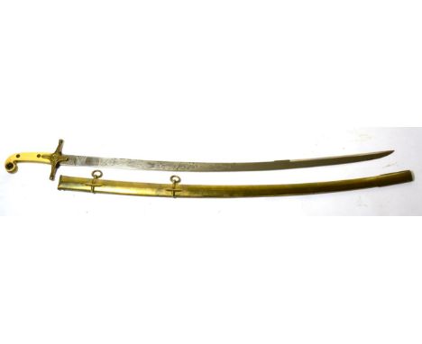 A Copy of a General Officer's Mameluke Sword, with ivorine grip scales and brass scabbard