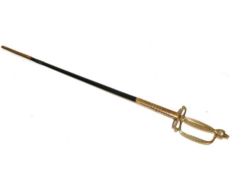 An Edwardian Diplomat's Sword, the 79.5cm double edge steel blade etched with foliate scrolls by Hoar & Co.,11,Esplanade Rd.,