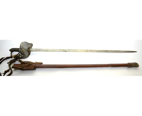 An Edwardian 1897 Pattern Infantry Officer's Sword, the 83cm single edge fullered steel blade etched with Royal cypher and sc