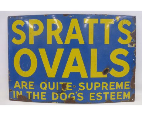 A Spratt's Ovals rectangular enamel sign, 30 x 20".