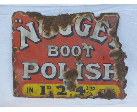 A small Nugget Boot Polish double sided enamel sign, 12 x 9".