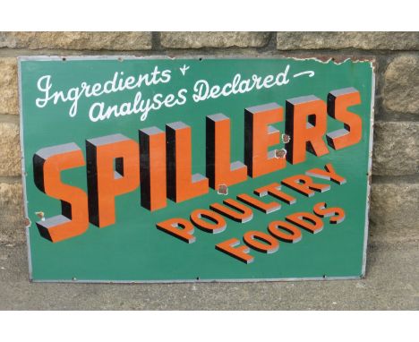 A Spillers Poultry Foods rectangular enamel sign of unusual colouring, 30 x 20".