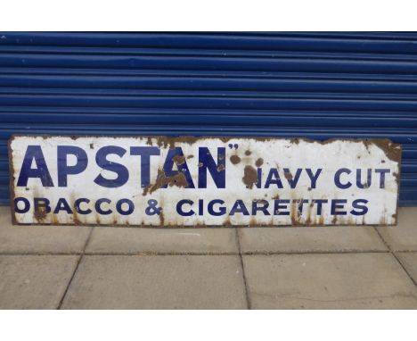 A Capstan Navy Cut Tobacco & Cigarettes rectangular enamel sign, missing left hand side, 64 3/4 x 15".
