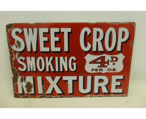 An unusual double sided enamel sign lacking hanging flange, to one sign advertising "Royal Seal Matured Virginia" tobacco, an