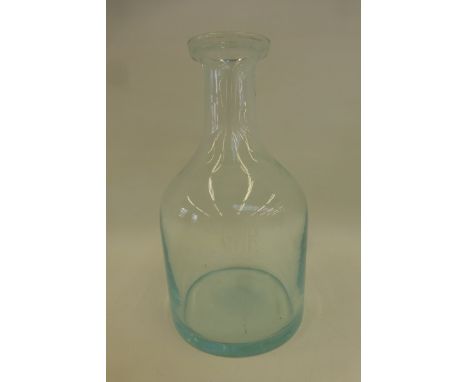 A G.W.R. glass water carafe, light blue in colour.