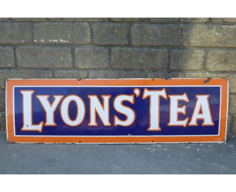 A Lyons' Tea rectangular enamel sign, in good condition, 59 x 17 3/4".