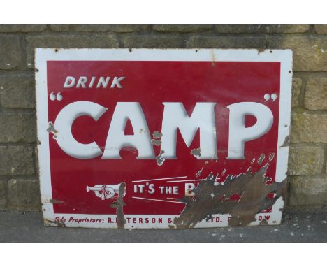 A "Camp" coffee "it's the best" rectangular enamel sign of unusual colour, 40 x 30".