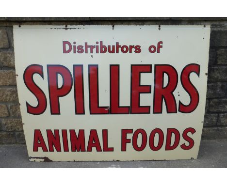 A large Spillers Animal Foods rectangular enamel sign, 60 x 46".
