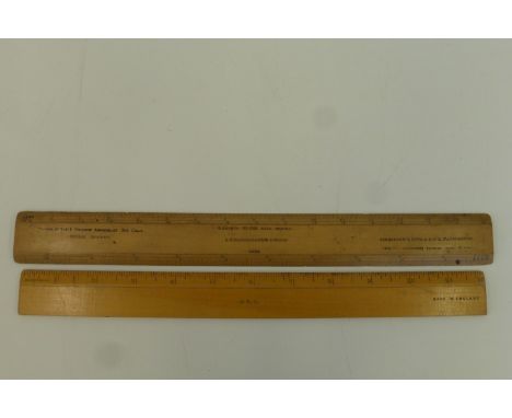 A C.T. Cooper & Son Ltd London G.W.R. wooden rule stamped Engine Divided, Secretary's Office G.W.R. Paddington and one other 