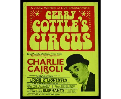 Gerry Cottle’s circus poster, 1970’s starring Charlie Cairoli plus cut-out model (2)