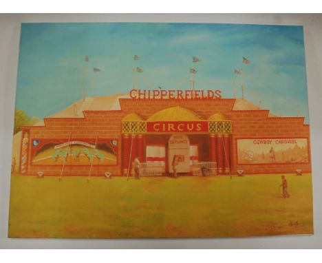 Thong Sen, (20th century), Chipperfield's Circus, lithograph on canvas, 42 x 57cm, together with six other similar lithograph
