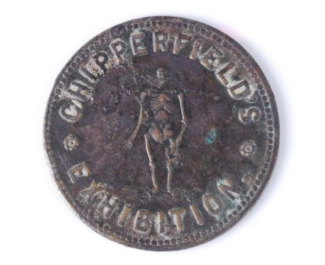 A Chipperfield's exhibition token, circa 1867-69, thought to be an entry token to Chipperfield's exhibition featuring 'Mr Tip