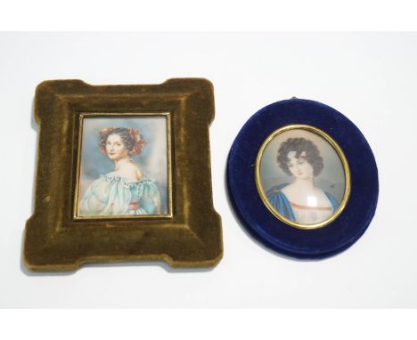 Two portrait miniatures of ladies, on ivorine