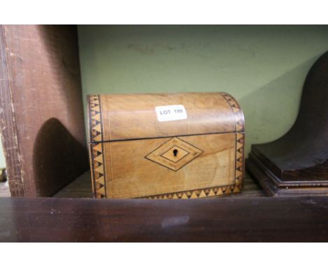 A 19TH CENTURY TUNBRIDGE BANDED DOME TOP TEA CADDY 