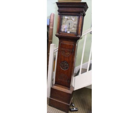 A LATE 18TH CENTURY OAK LONGCASE CLOCK, made by Samuel Olive of Tunbridge, c.1793, with plain brass chapter ring and single h