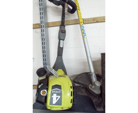 A Ryobi four cycle petrol engine brush cutter
