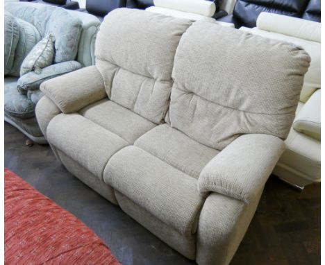 A two seater gold chenille sofa 