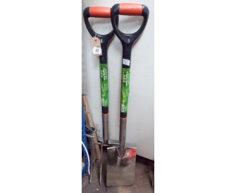 A new stainless steel digging spade and digging fork 