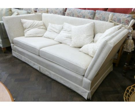 Cream upholstered two seater Knoll ended sofa 