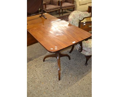 19th Century mahogany supper table with square top, turned column and tripod base