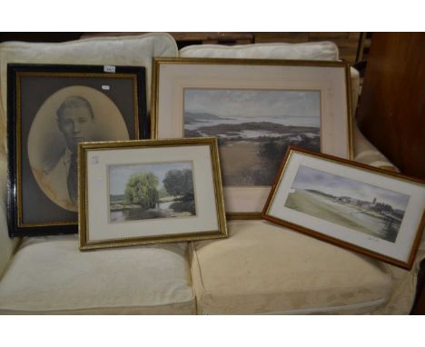 Mixed Lot:  Four various assorted pictures to include a portrait photograph