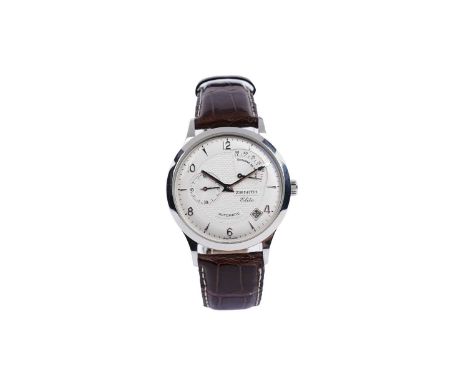 Zenith Elite: a steel cased automatic wristwatch, ref. 03.1125.685, the silvered dial with Arabic and triangular baton numera