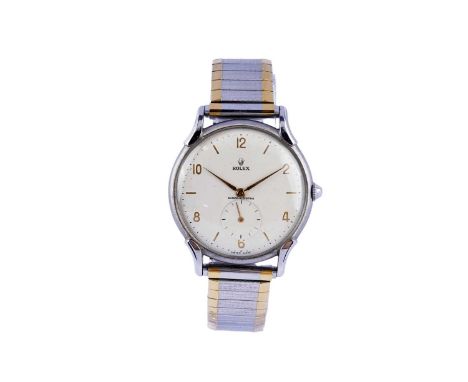Rolex: a stainless-steel cased wristwatch, ref 4498, the white dial Arabic and baton dial with subsidiary seconds aperture, f