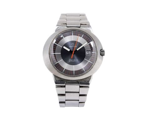 Omega Dynamic: a stainless-steel cased wristwatch, the radiating dial with orange seconds hand and date aperture, fitted manu