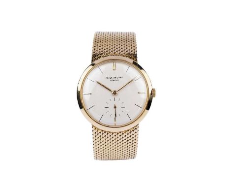 Patek Philippe, Geneve, Calatrava: an 18ct yellow gold wristwatch, ref 2581, serial 2606xxx, the silvered baton dial with sub